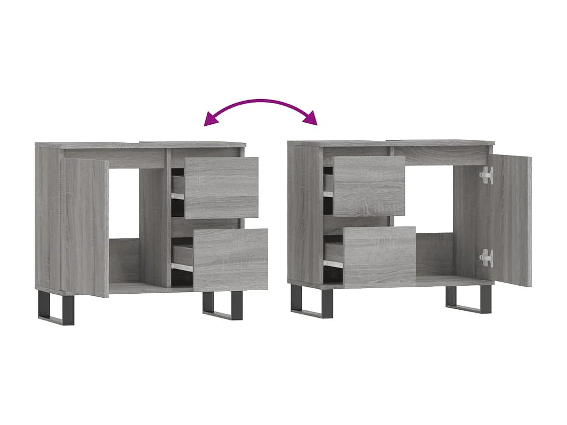 Armoire de bain sonoma gris 65x33x60 bois d'ingénierie