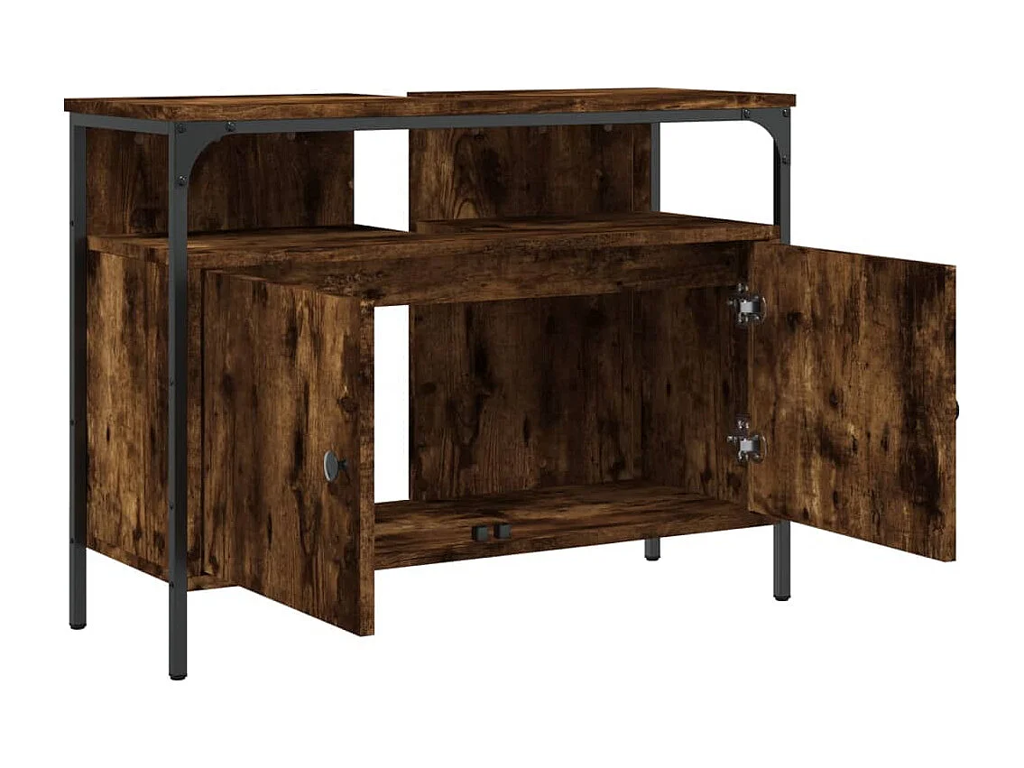 Armoire lavabo de salle de bain chêne fumé 60x30x60