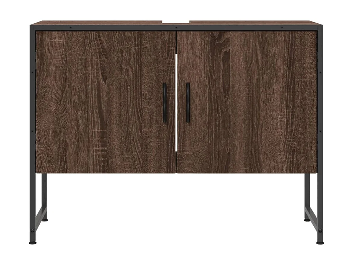 Armoire lavabo de salle de bain chêne marron bois d'ingénierie