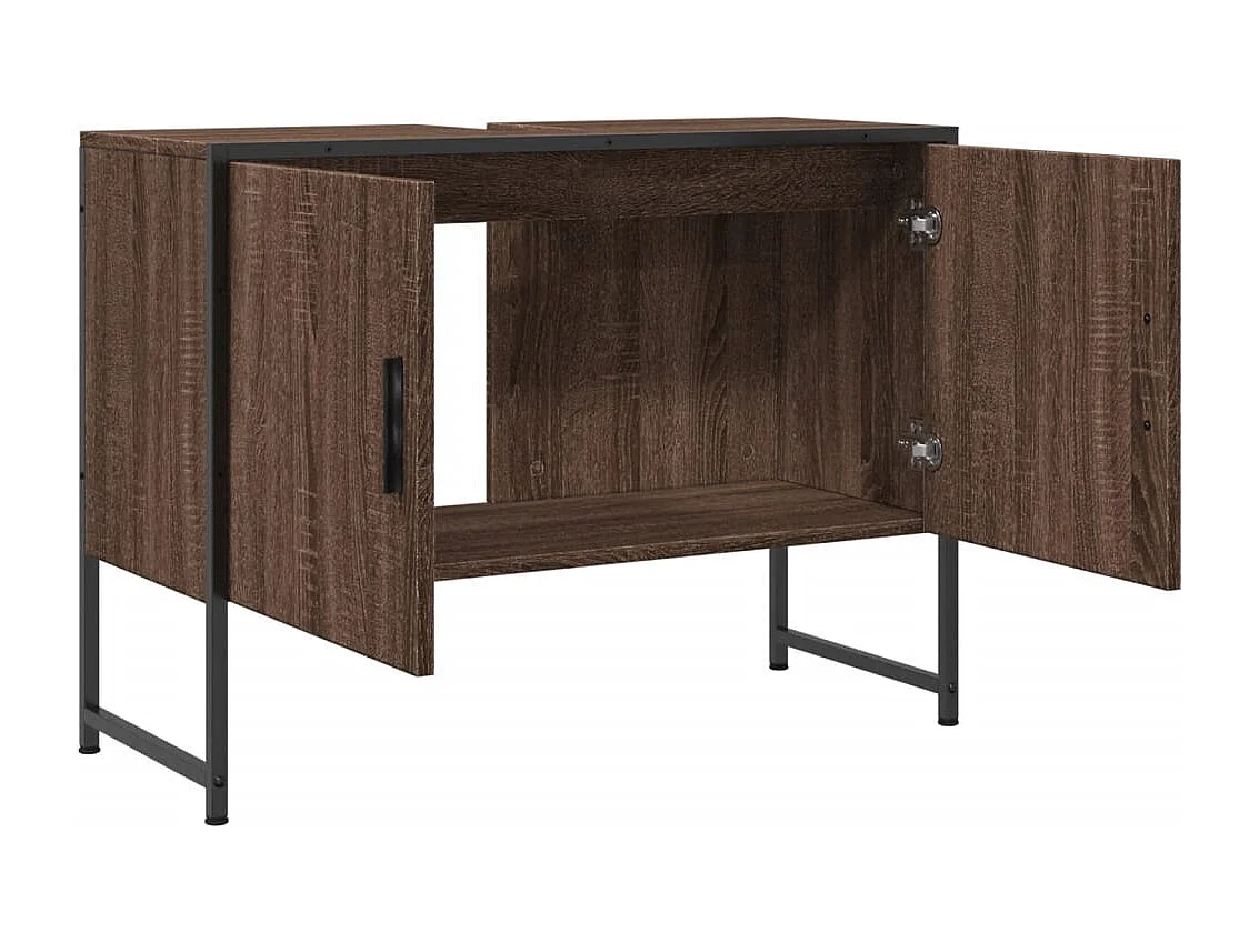 Armoire lavabo de salle de bain chêne marron bois d'ingénierie
