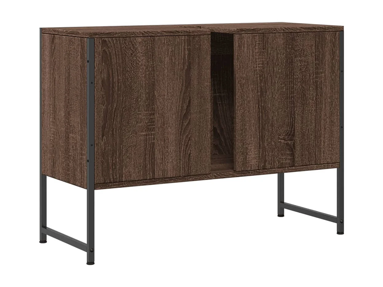 Armoire lavabo de salle de bain chêne marron bois d'ingénierie