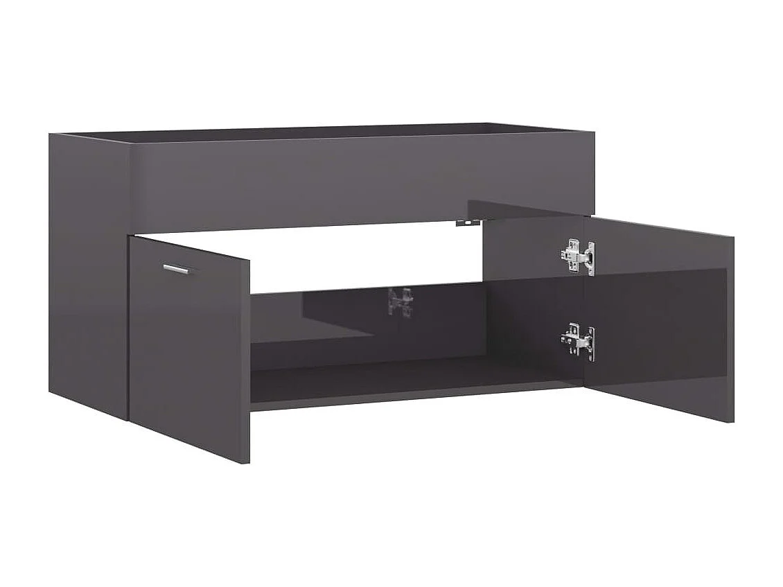 Armoire d'évier Gris brillant 90x38,5x46