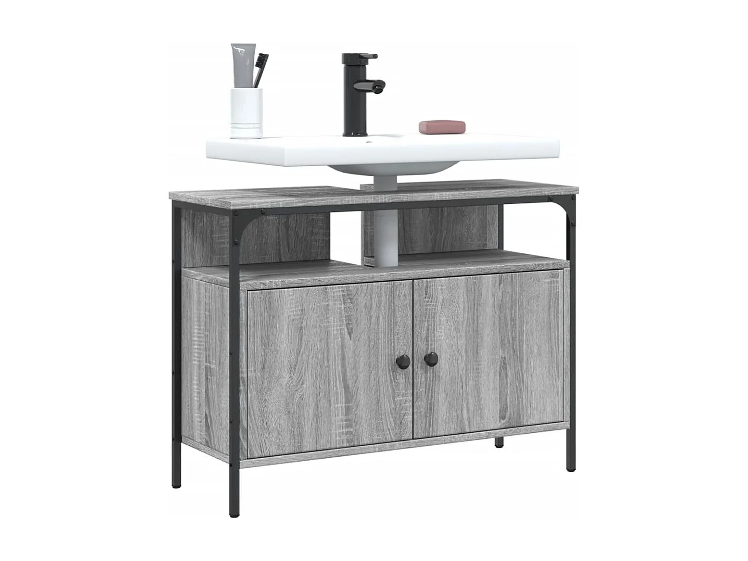 Armoire lavabo de salle de bain sonoma gris 60x30x60