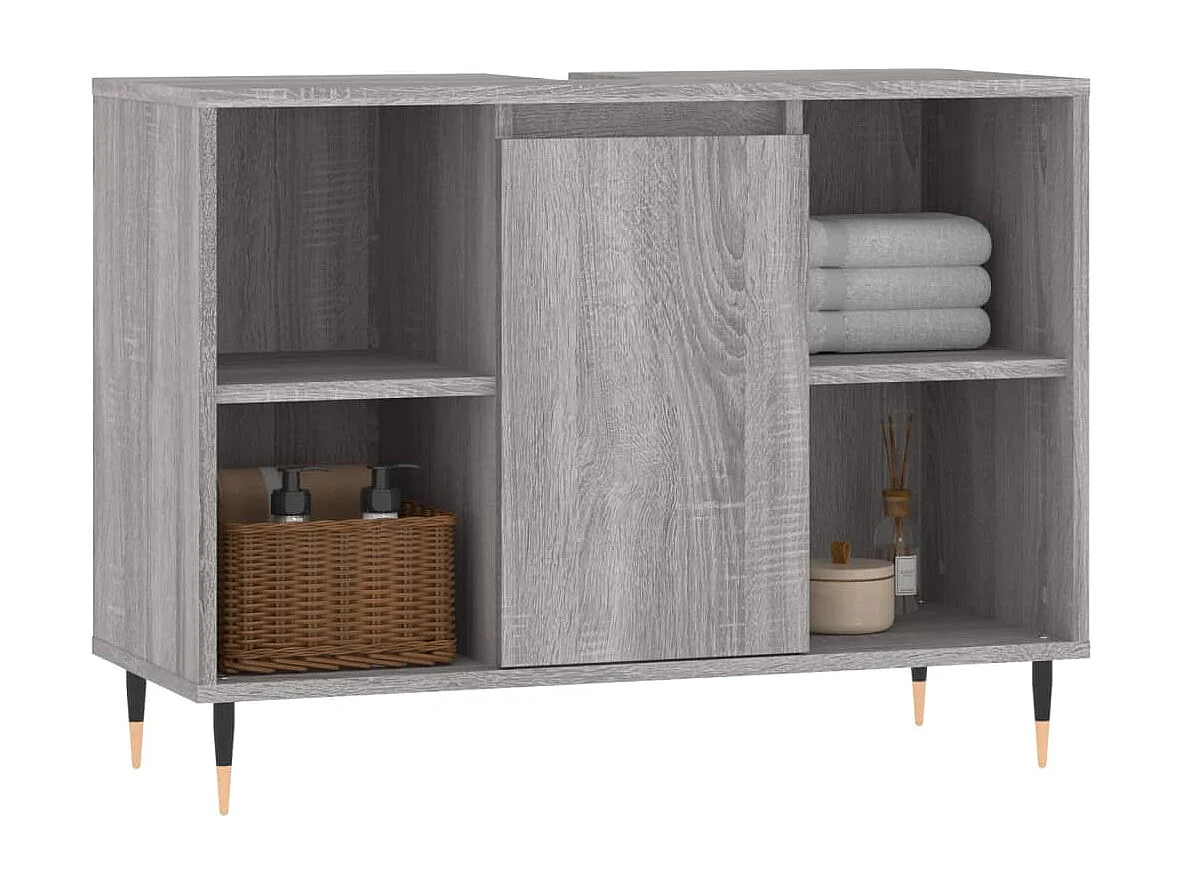 Armoire salle de bain sonoma gris 80x33x60 bois d'ingénierie