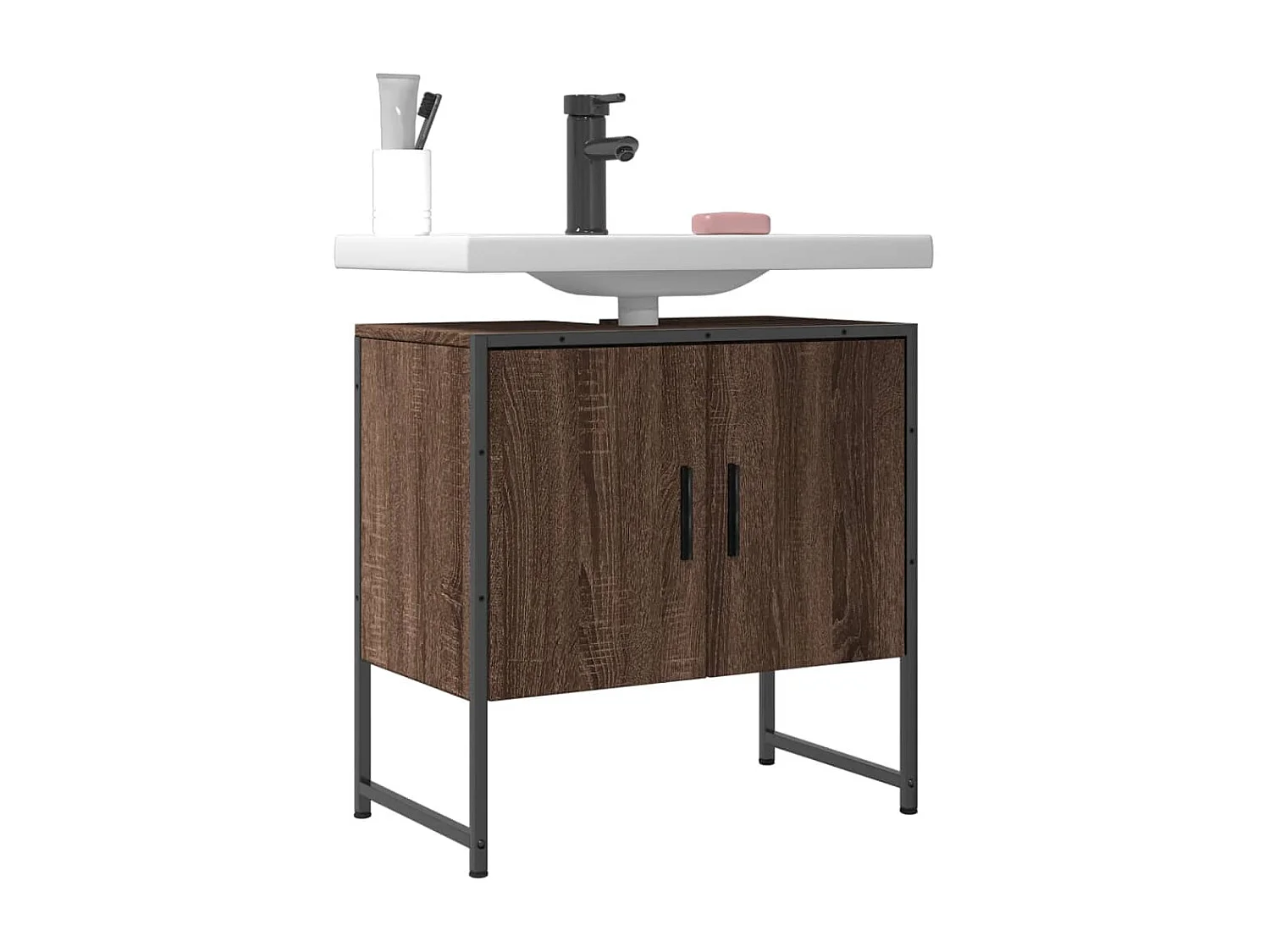 Armoire lavabo de salle de bain chêne marron 60x33x60