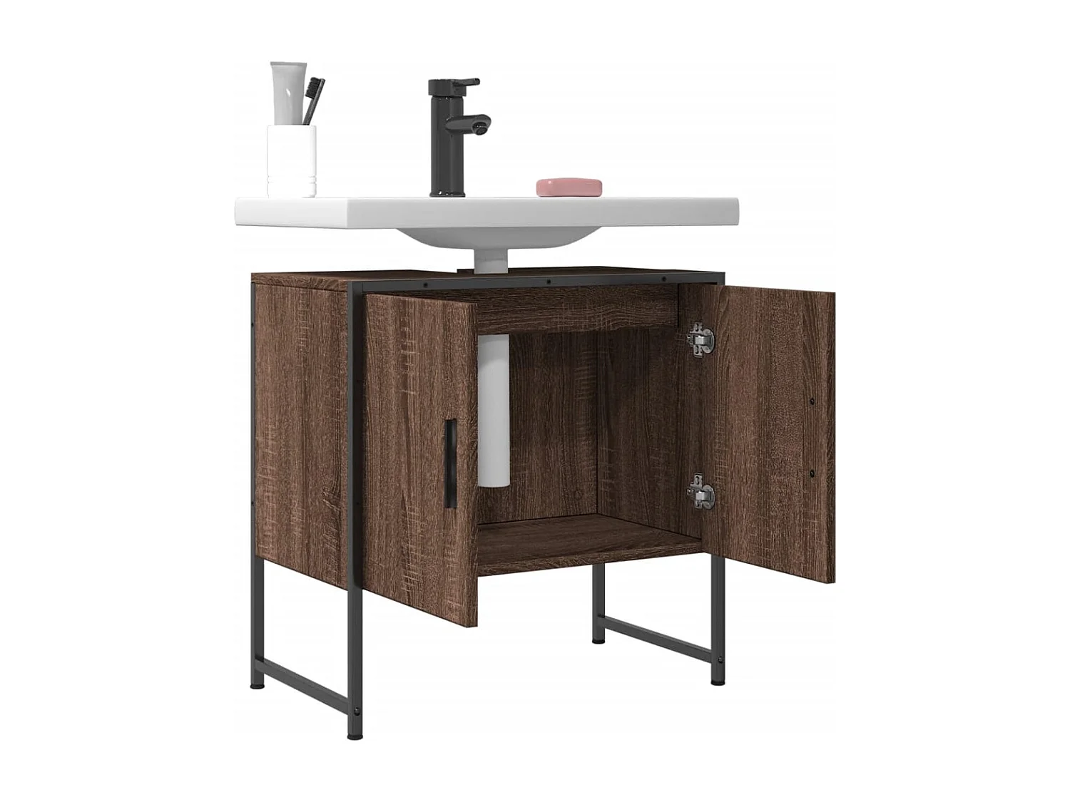 Armoire lavabo de salle de bain chêne marron 60x33x60