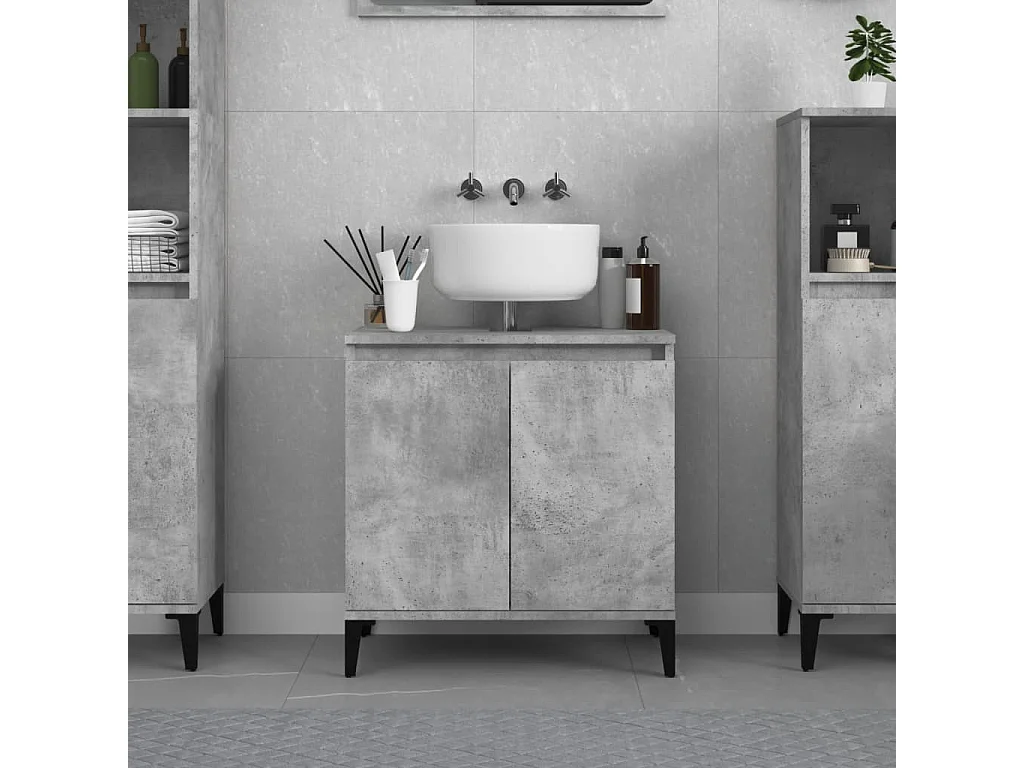 Meuble d'évier gris béton 58x33x60 bois d'ingénierie