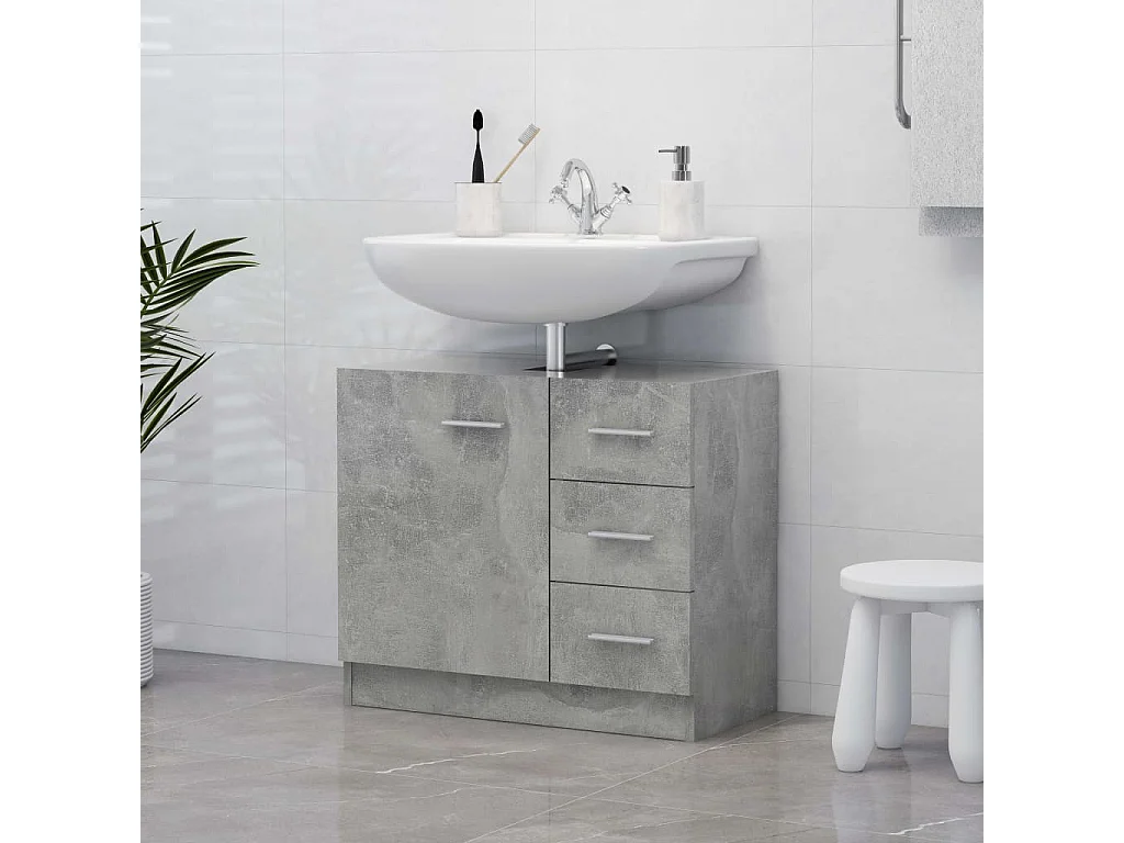 Armoire d'évier Gris béton 63x30x54