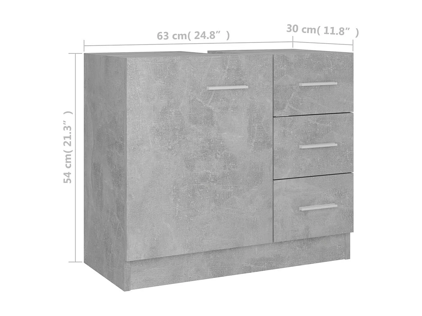 Armoire d'évier Gris béton 63x30x54