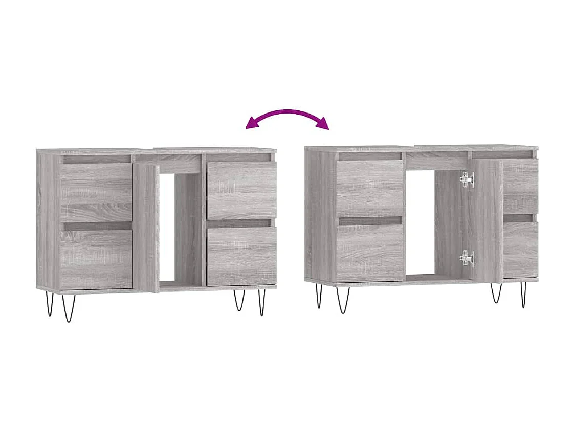 Armoire salle de bain sonoma gris 80x33x60 bois d'ingénierie