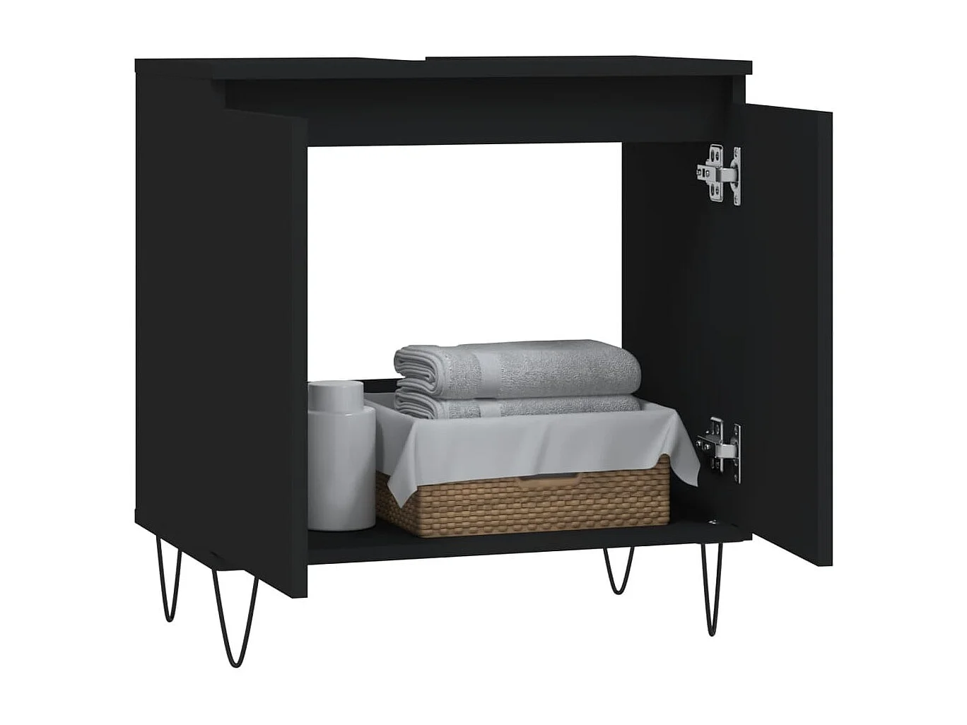 Armoire de salle de bain noir 58x33x60 bois d'ingénierie