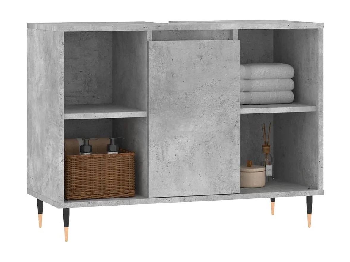 Armoire salle de bain gris béton 80x33x60 bois d'ingénierie