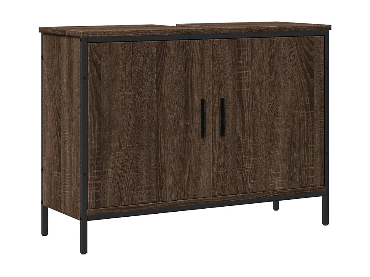 Armoire lavabo de salle de bain chêne marron 80x30x60