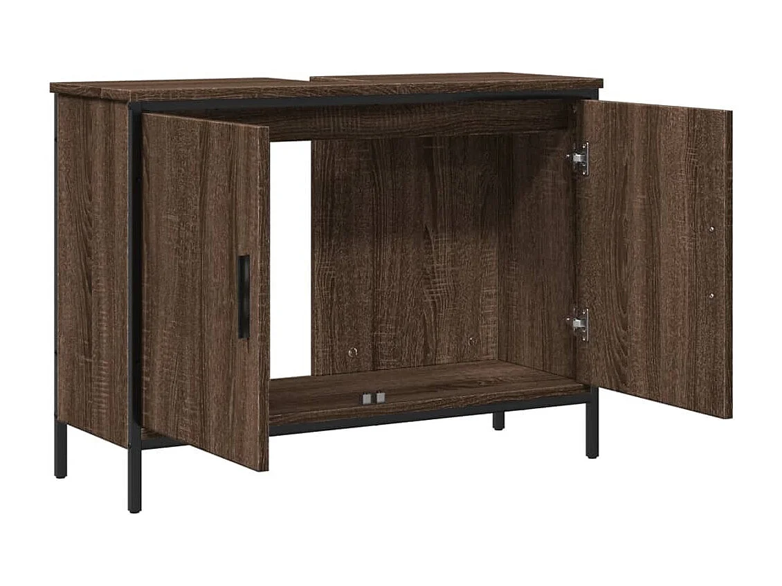 Armoire lavabo de salle de bain chêne marron 80x30x60