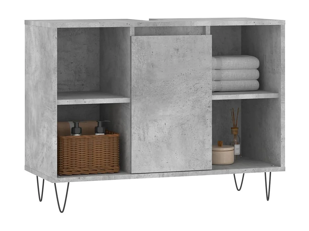 Armoire salle de bain gris béton 80x33x60 bois d'ingénierie