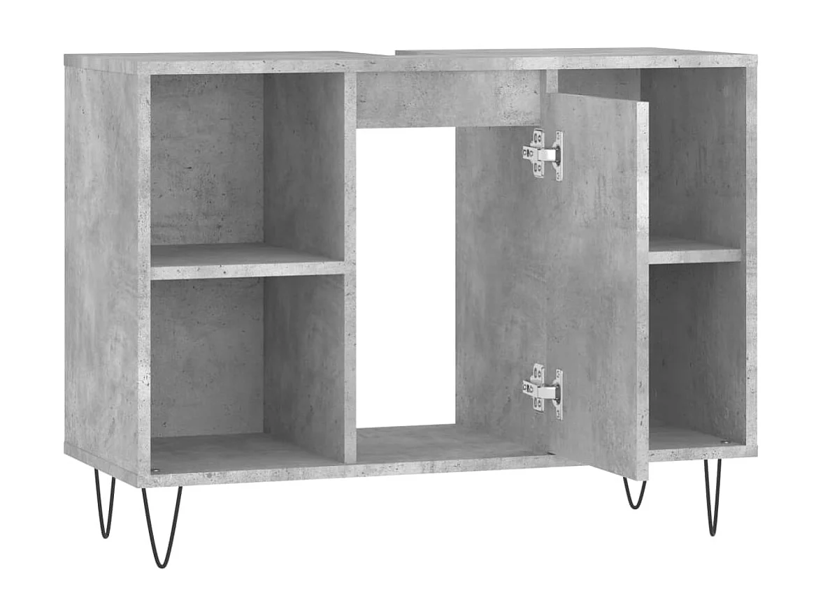 Armoire salle de bain gris béton 80x33x60 bois d'ingénierie