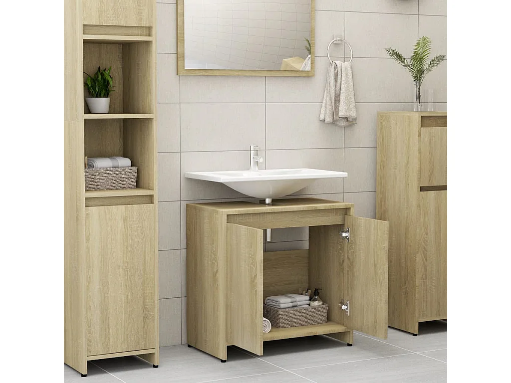 Meuble vasque Chêne sonoma 60x33x58 2