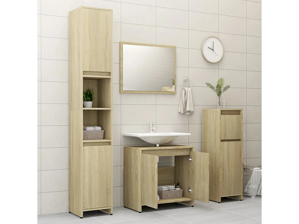 Meuble vasque Chêne sonoma 60x33x58 2