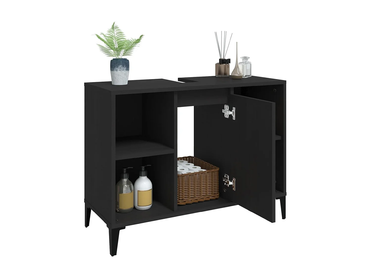 Meuble d'évier noir 80x33x60 bois d'ingénierie