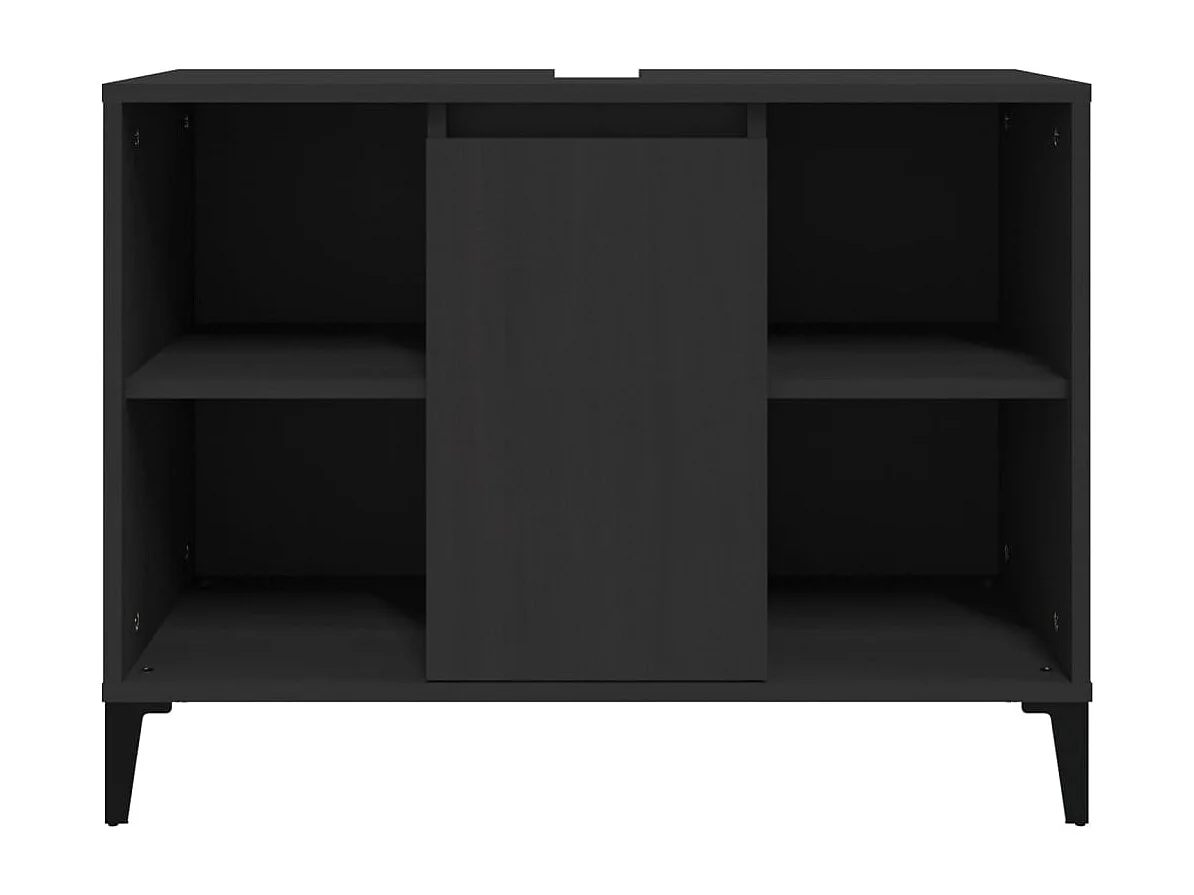 Meuble d'évier noir 80x33x60 bois d'ingénierie