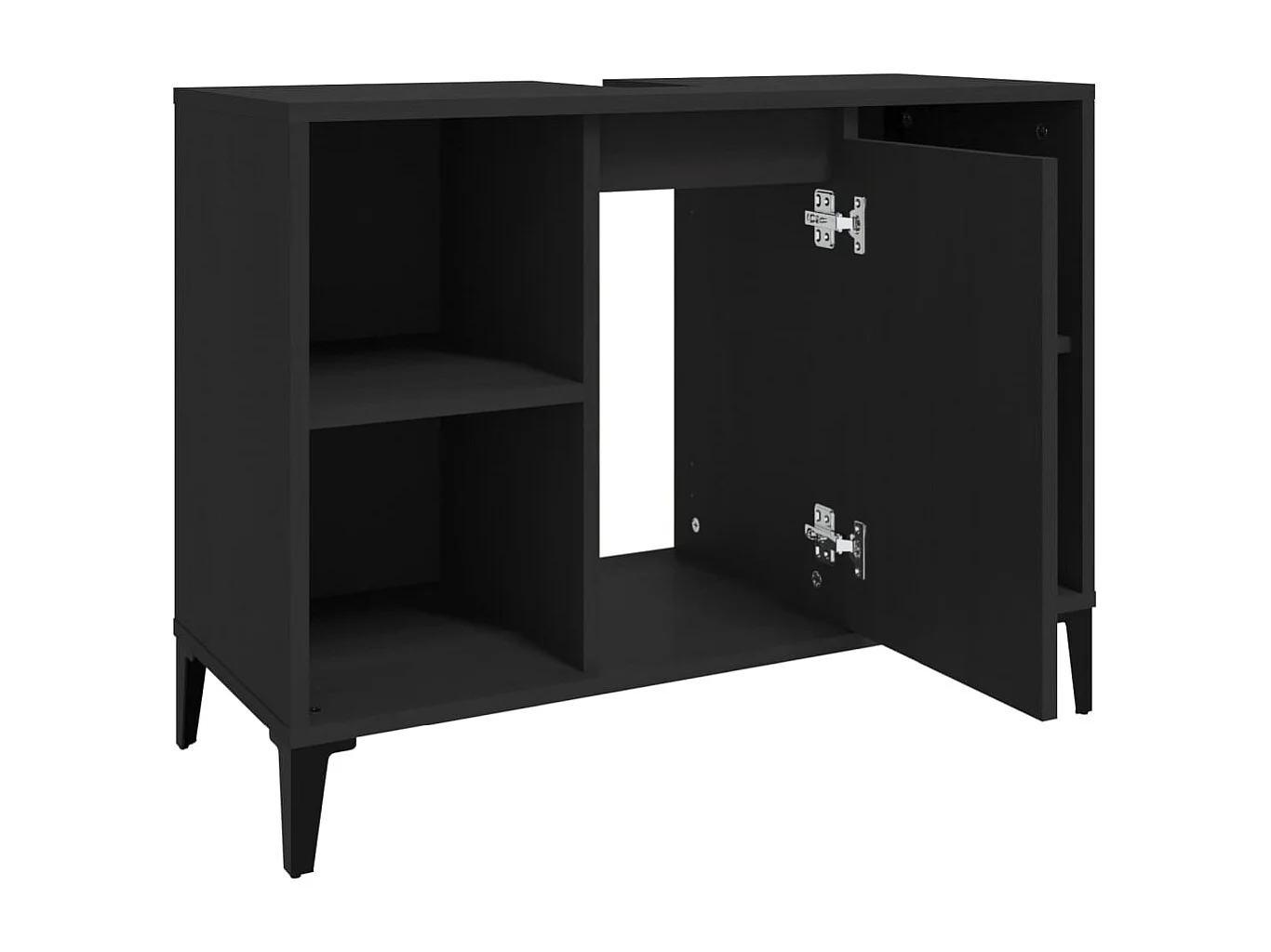 Meuble d'évier noir 80x33x60 bois d'ingénierie