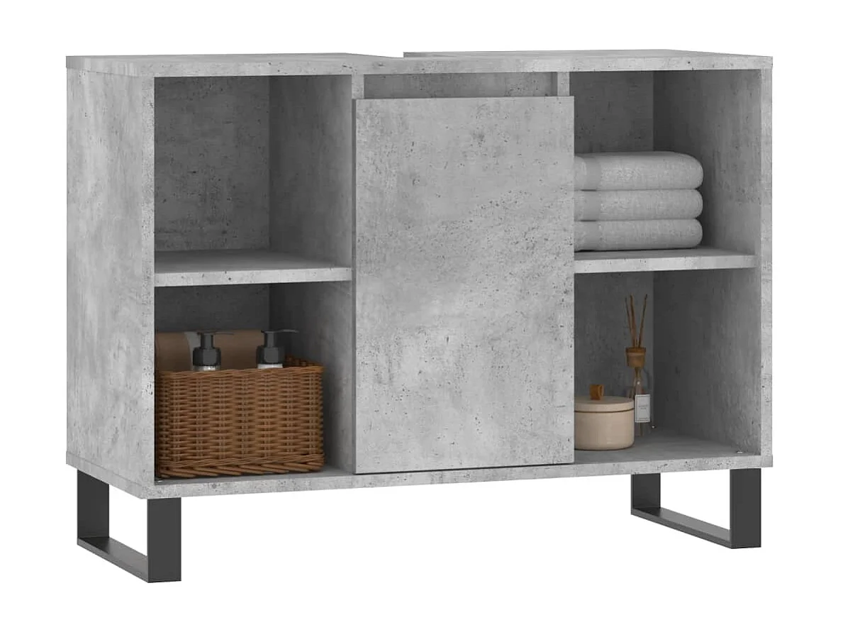 Armoire salle de bain gris béton 80x33x60 bois d'ingénierie