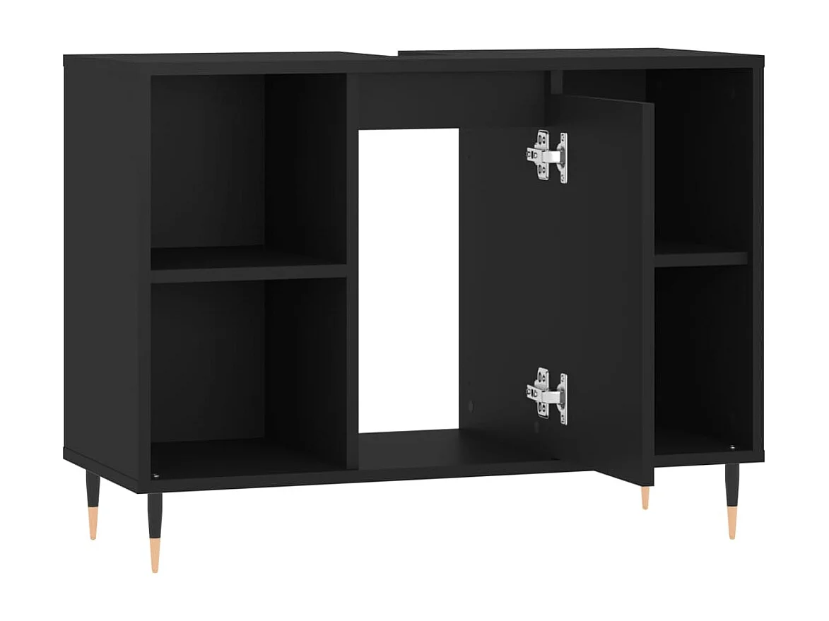 Armoire de salle de bain noir 80x33x60 bois d'ingénierie