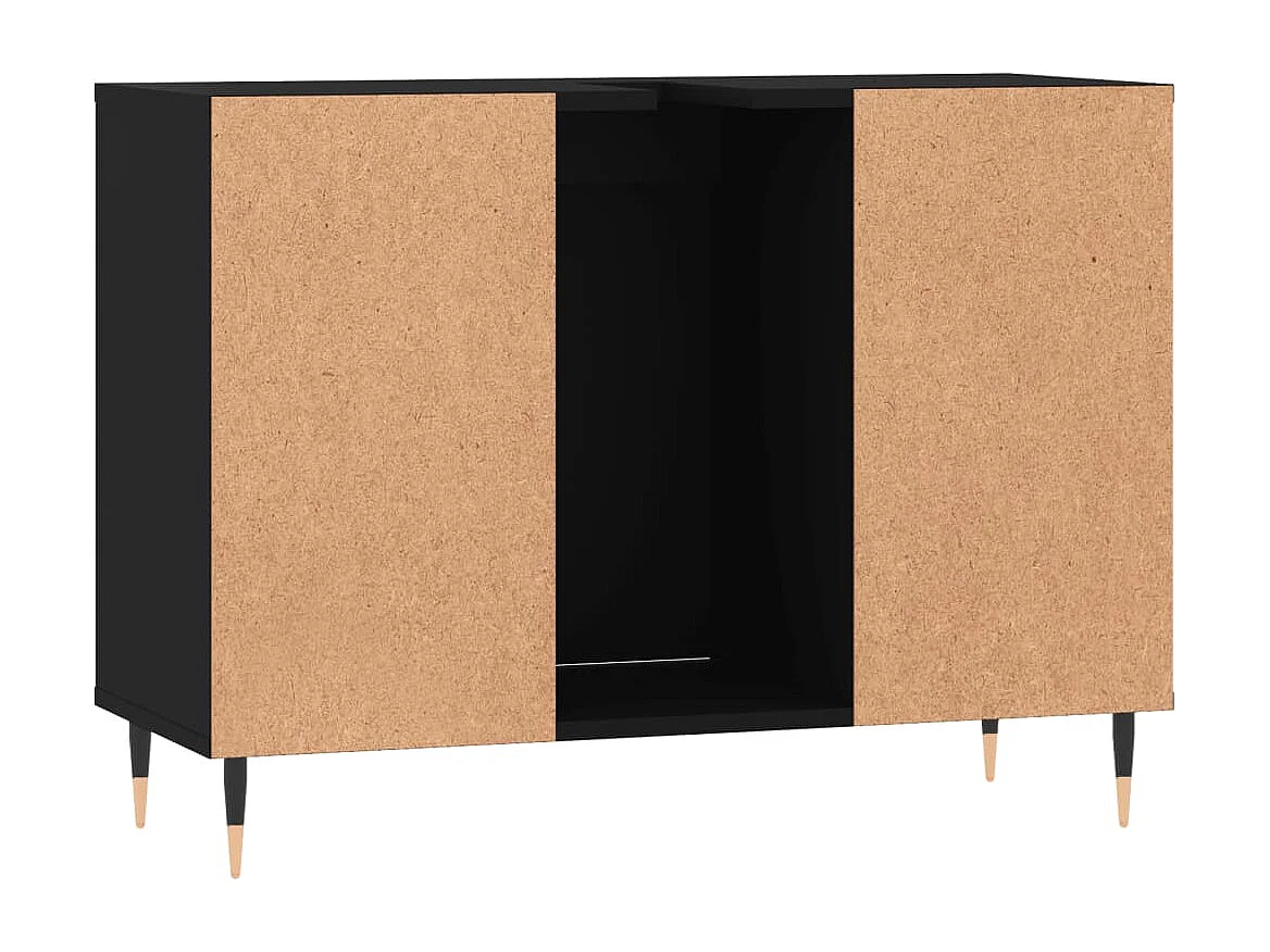 Armoire de salle de bain noir 80x33x60 bois d'ingénierie