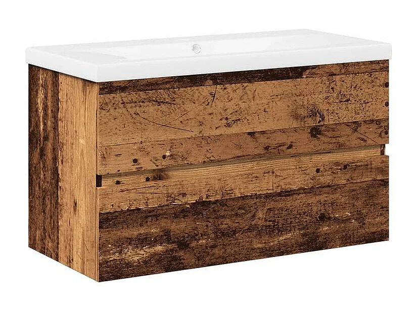 Meuble avec vasque intégrée vieux bois 81x39,5x49