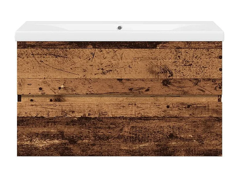 Meuble avec vasque intégrée vieux bois 81x39,5x49