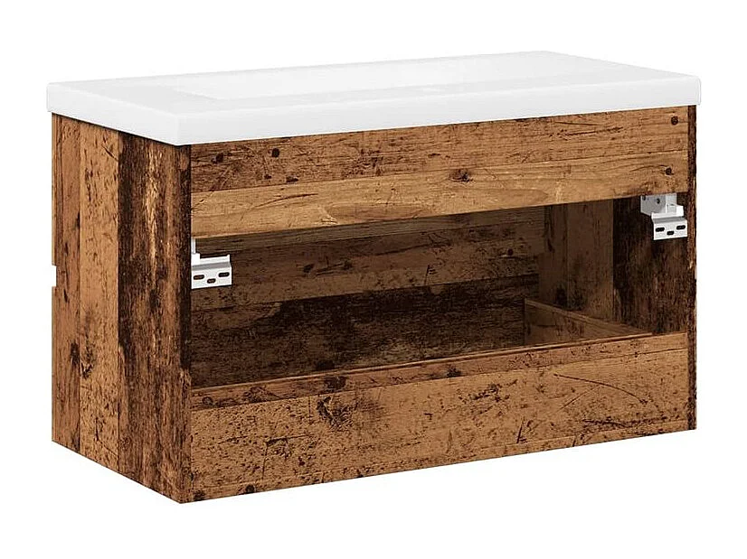 Meuble avec vasque intégrée vieux bois 81x39,5x49