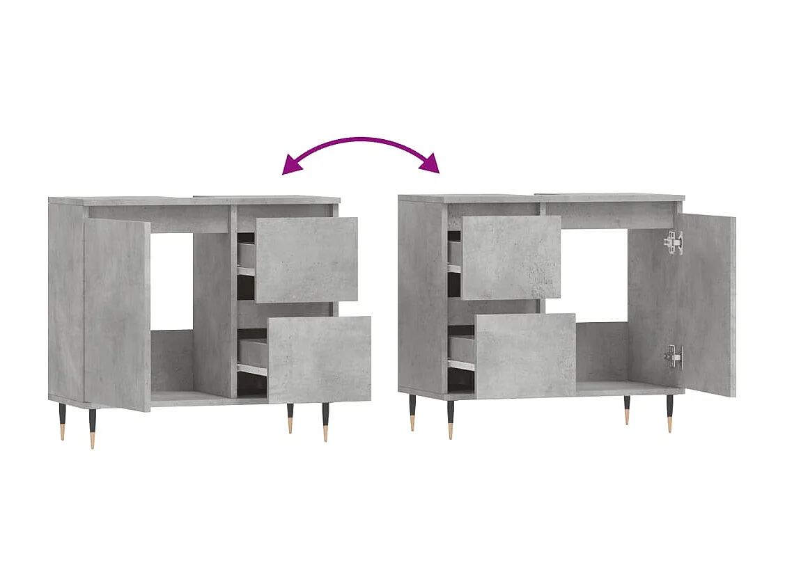 Armoire de salle de bain gris béton 65x33x60