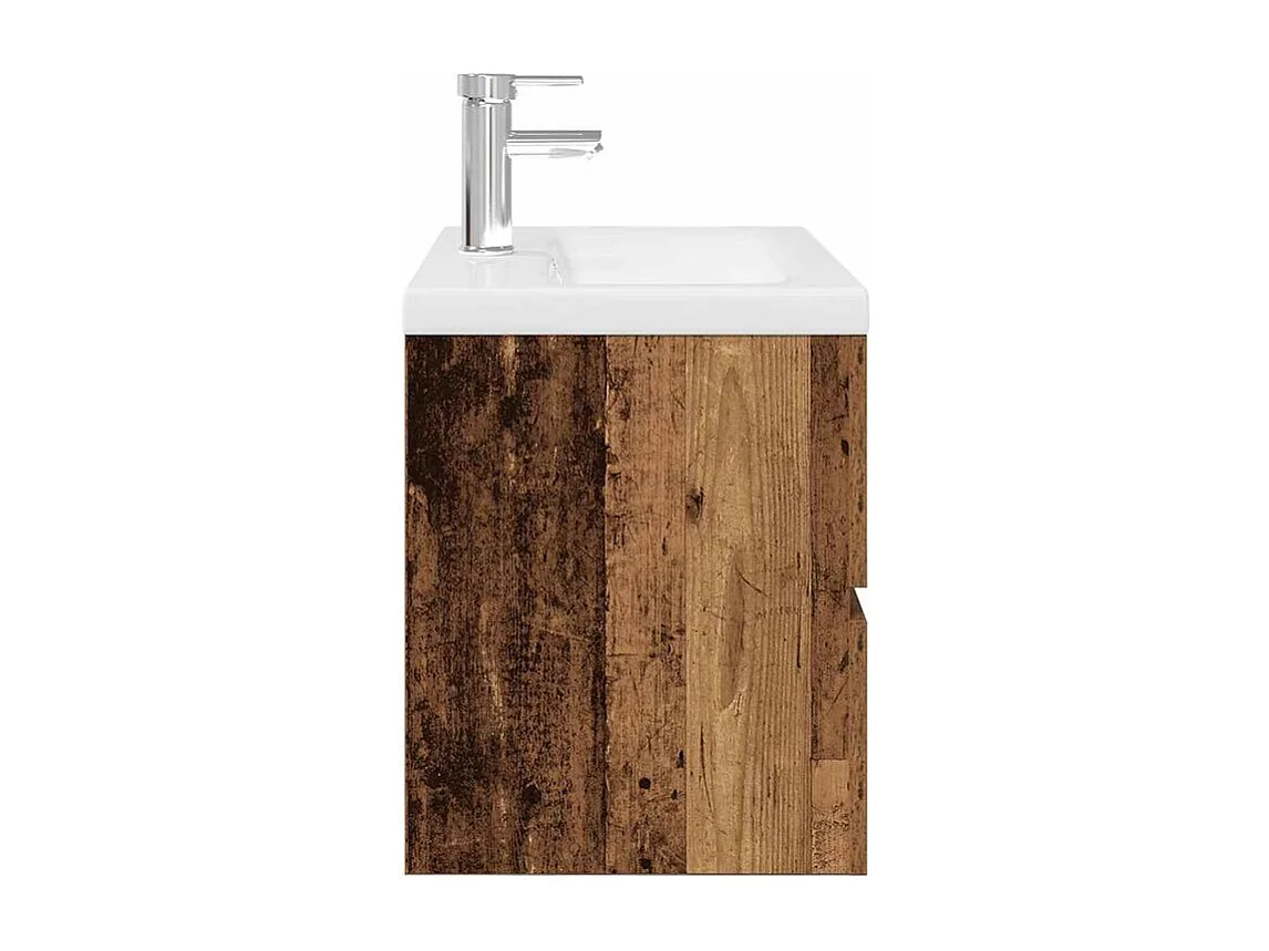 Meuble lavabo avec bain et robinet intégré vieux bois