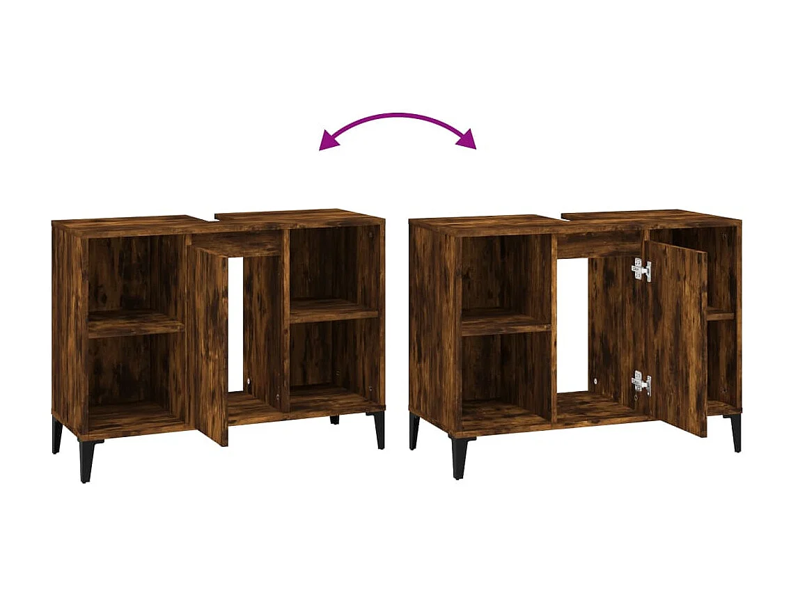 Meuble d'évier chêne fumé 80x33x60 bois d'ingénierie