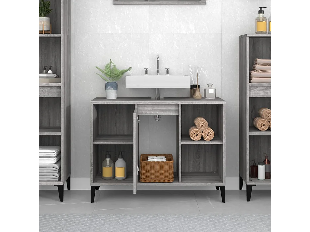 Meuble d'évier sonoma gris 80x33x60 bois d'ingénierie