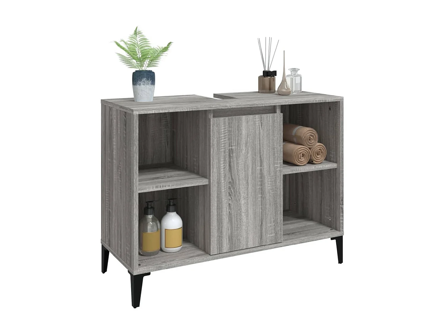 Meuble d'évier sonoma gris 80x33x60 bois d'ingénierie