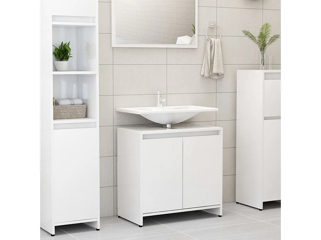 Meuble vasque Blanc brillant 60x33x58