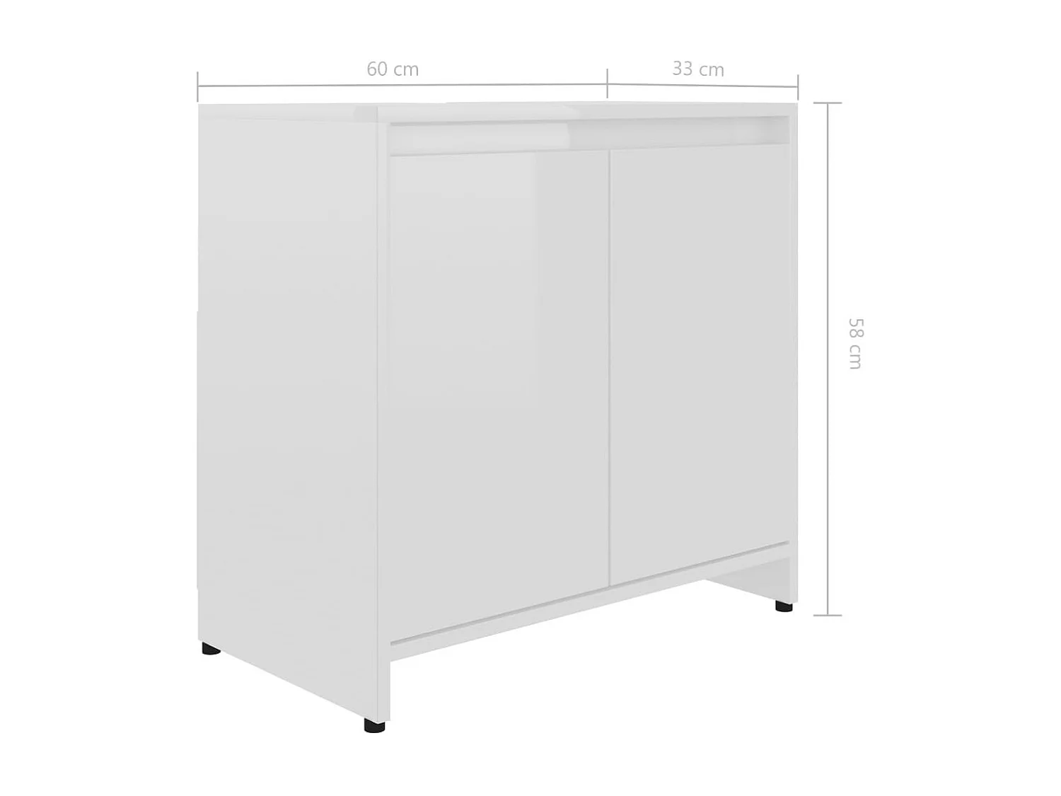 Meuble vasque Blanc brillant 60x33x58