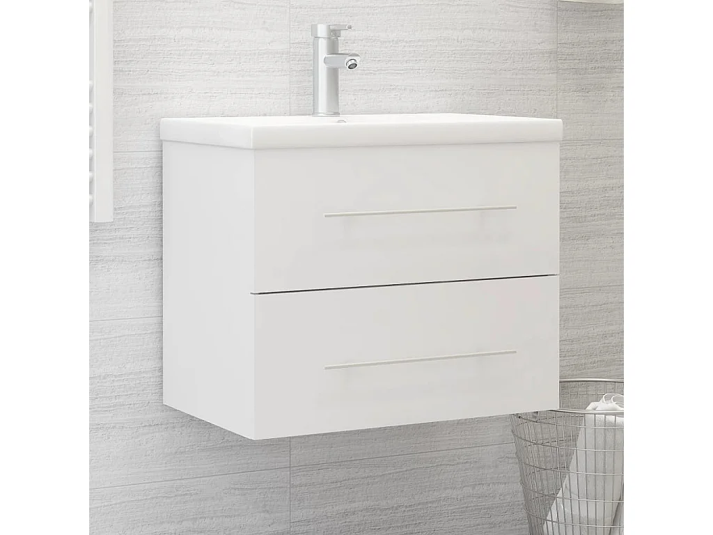 Armoire d'évier avec lavabo intégré Blanc 3