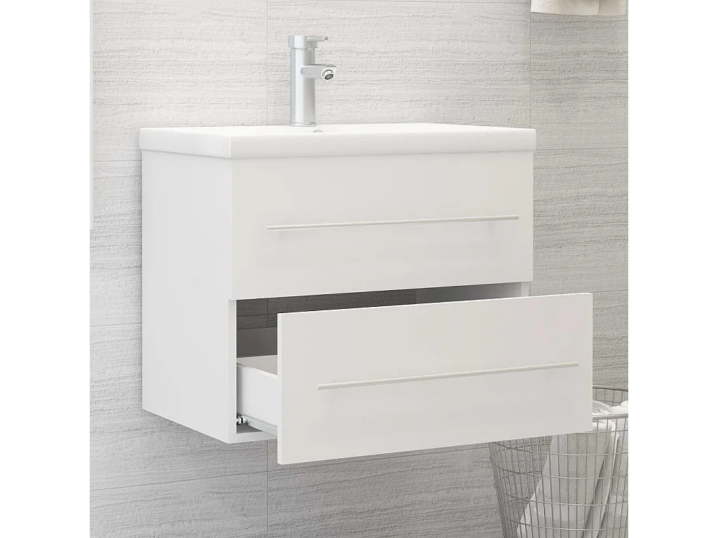 Armoire d'évier avec lavabo intégré Blanc 3