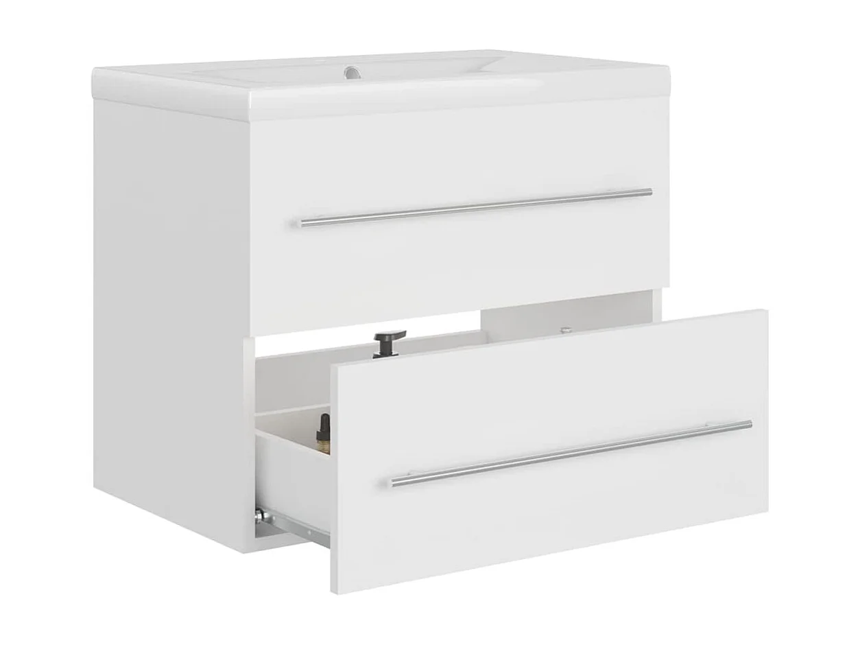 Armoire d'évier avec lavabo intégré Blanc 3