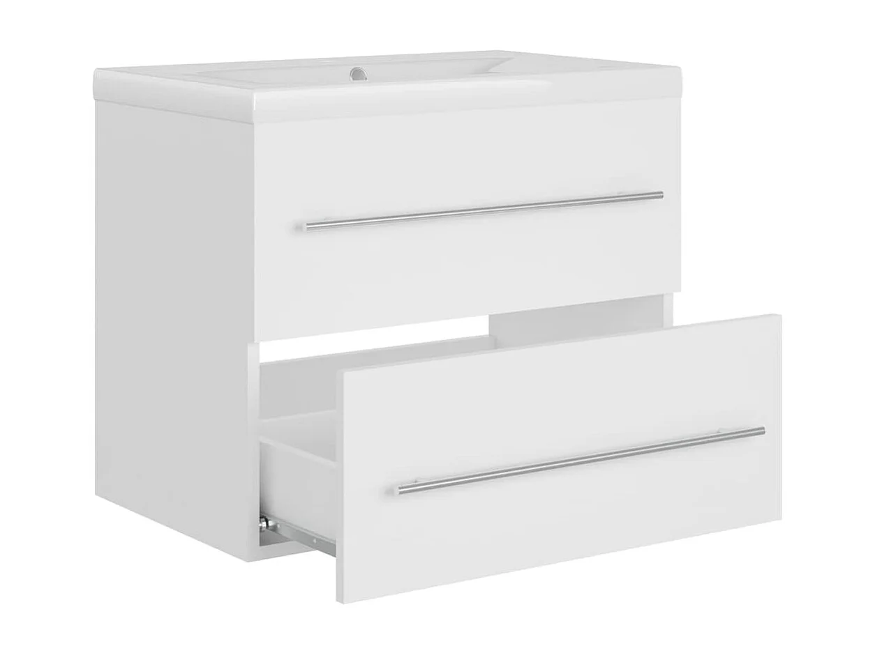 Armoire d'évier avec lavabo intégré Blanc 3