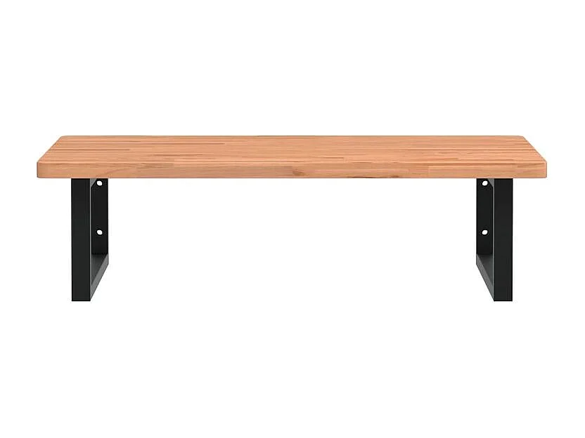 Étagère de vasque murale acier et bois massif de hêtre