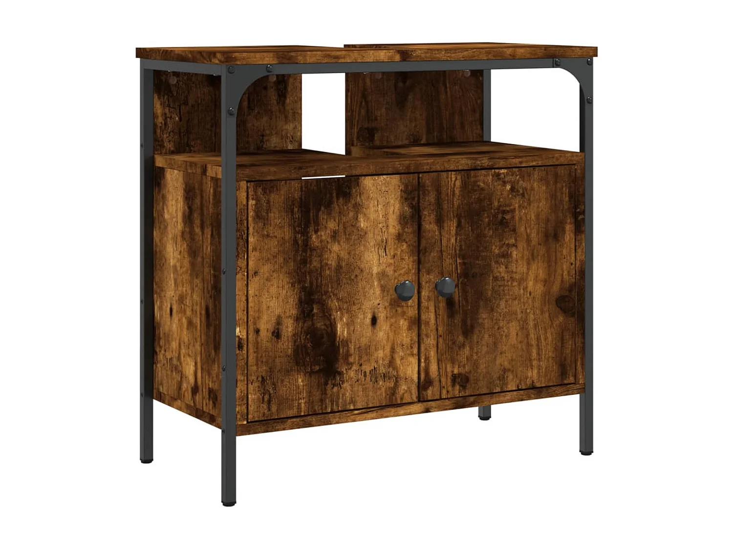 Armoire lavabo de salle de bain chêne fumé 60x30x60