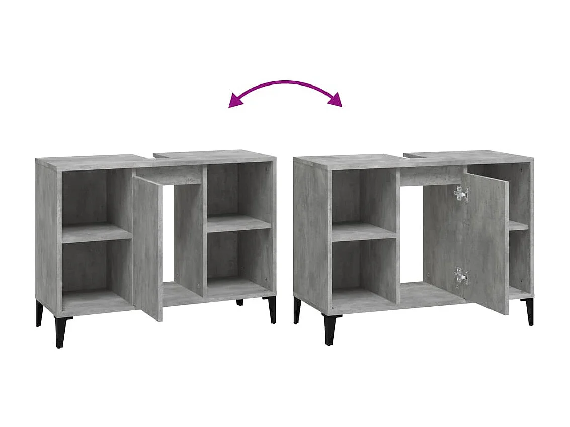 Meuble d'évier gris béton 80x33x60 bois d'ingénierie