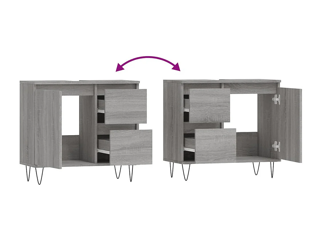 Armoire de bain sonoma gris 65x33x60 bois d'ingénierie