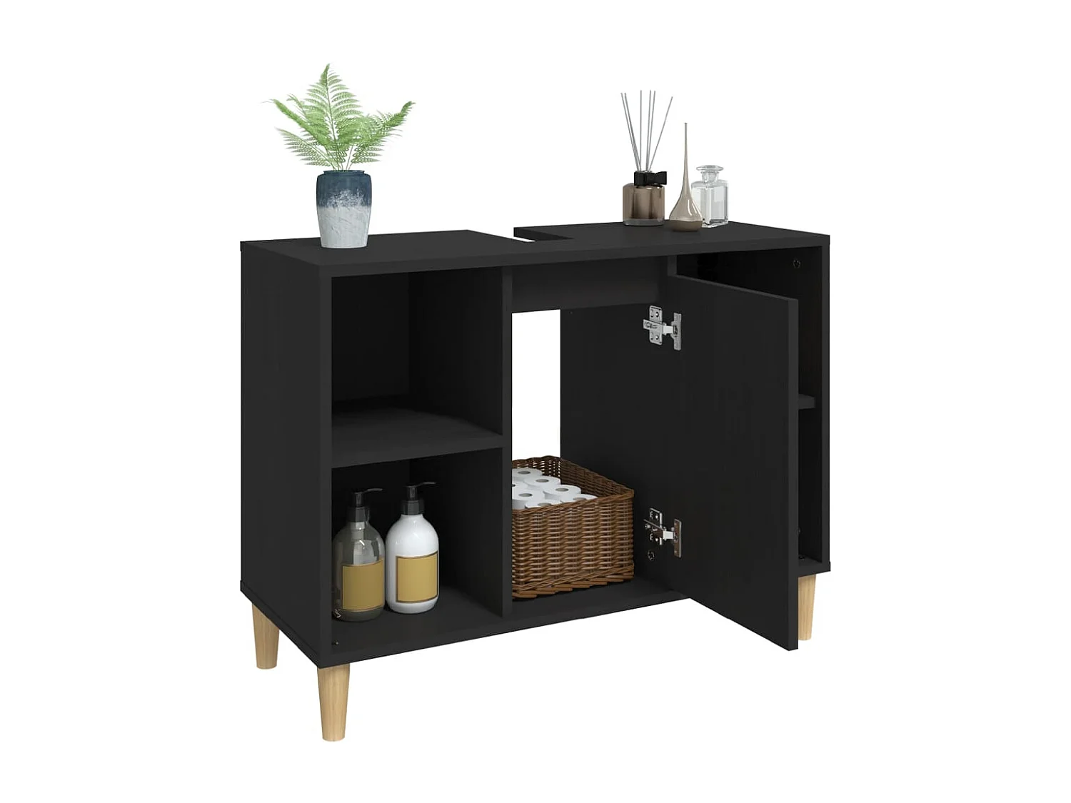 Meuble d'évier noir 80x33x60 bois d'ingénierie