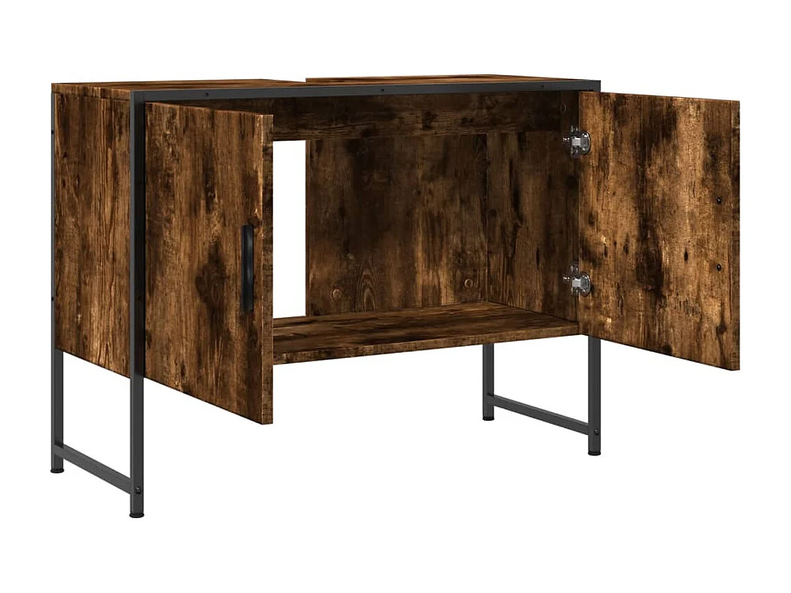 Armoire lavabo de salle de bain chêne fumé bois d'ingénierie