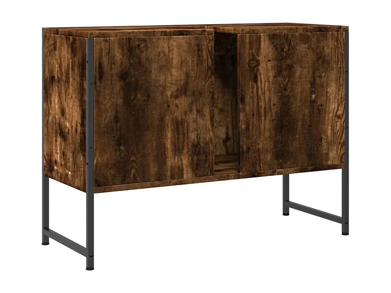 Armoire lavabo de salle de bain chêne fumé bois d'ingénierie