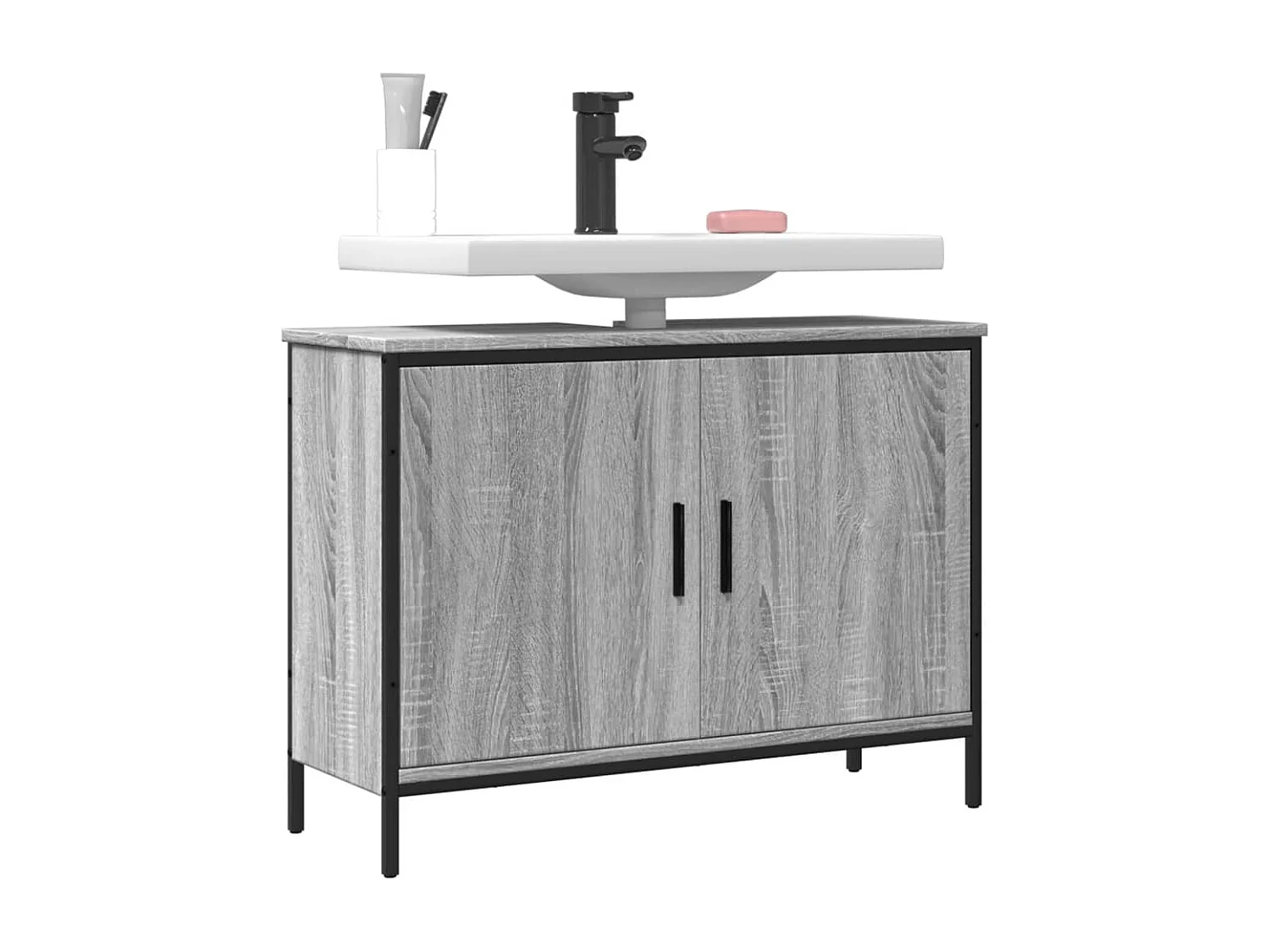 Armoire lavabo de salle de bain sonoma gris 80x30x60